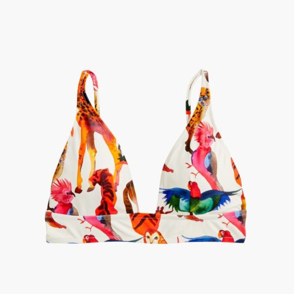 JCREW RATTI ANIMAL PRINT BIKINI SWIMSUIT TOP L